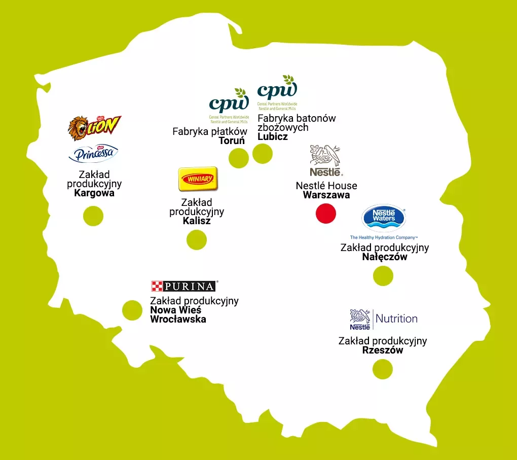 Nestlé w Polsce - mapa